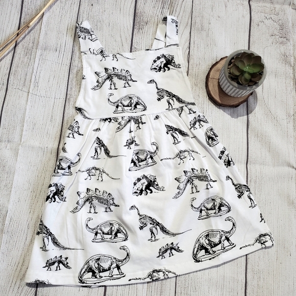 Other - Dinosaur Dress 2.5 - 3 Years Overall Dress Baby Toddler Dress White Black NWOT